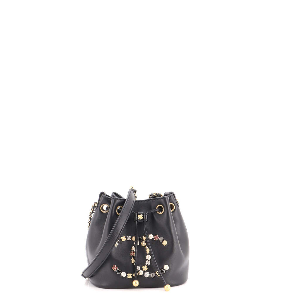 Chanel Mini Lucky Charms CC Drawstring Bucket Bag Embellished Lambskin